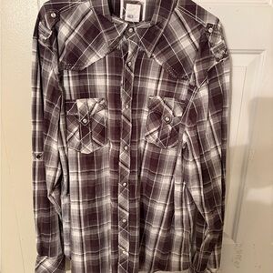 BKE Athletic Fit Stretch Plaid Shirt - Dark and Light Tones